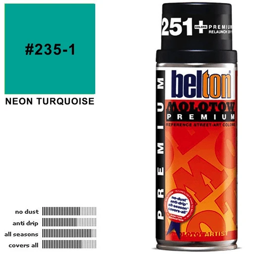 Molotow Belton Premium Spray Paint 400ml Neon Turquoise 235-1 - مولوتو