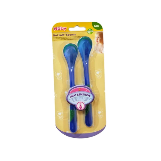 Nuby Patented Angled Hot Safe™ Spoon +6 months, 2 pieces - Blue Nuby Patented Angled Hot Safe™ Spoon +6 months, 2 pieces - Blue