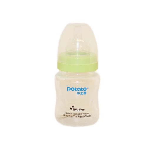 Potato Baby Feeding Bottle with Handle - Wide Neck, 3-6 months, Green, 180 ml Potato Baby Feeding Bottle with Handle - Wide Neck, 3-6 months, Green, 180 ml