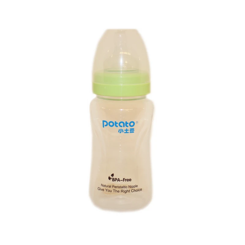 Potato Wide Neck Feeding Bottle With Handle +6 months - Green 300 ml - بوتاتو