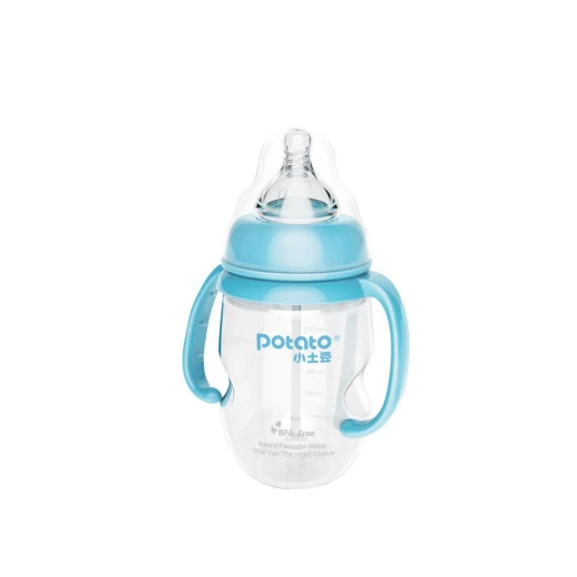 Potato Baby Feeding Bottle with Handle Size (L) +4m - Blue 270ml