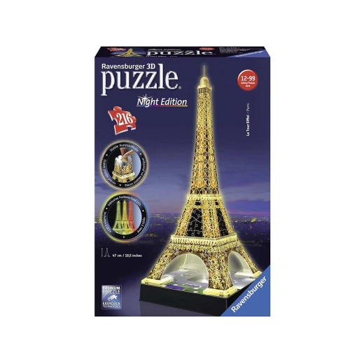 Ravensburger, Eiffel Tower - Night Edition - 3D Puzzle (216 Pieces) Ravensburger, Eiffel Tower - Night Edition - 3D Puzzle (216 Pieces)