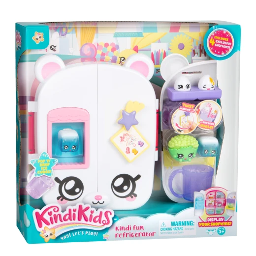 Kindi Kids Fun Refrigerator Playset Toy Includes 4 Shopkins