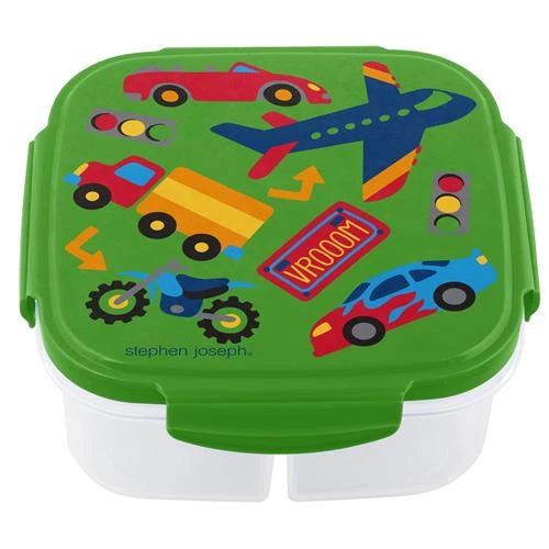 Stephen Joseph Snack Box with Ice‑Pack, “Transportation” Design, 750 ml Insulated Lunch Container, 3 Compartments 15.2 × 15.2 × 6.35 cm Stephen Joseph Snack Box with Ice‑Pack, “Transportation” Design, 750 ml Insulated Lunch Container, 3 Compartments 15.2 × 15.2 × 6.35 cm