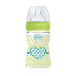 Chicco Wellbeing 150ml Baby Bottle, Silicone Teat, Green - Chicco