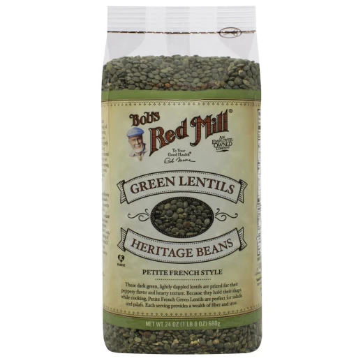 Bob's Red Mill, فاصوليا العدس الأخضر التراثية، على الطريقة الفرنسية الصغيرة، 24 أونصة (680 جم)