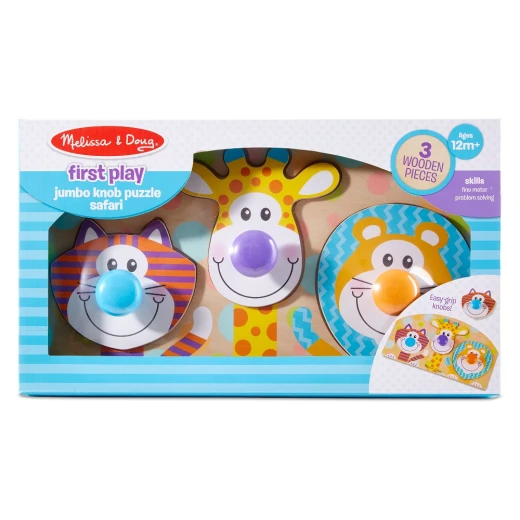 Melissa & Doug First Play Wooden Jumbo Knob Safari Animal Puzzle