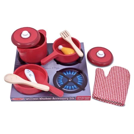 Melissa And Doug Deluxe Wooden Kitchen Accessory Creative Kids Play Pots Pans - Melissa &amp; Doug - Image 2