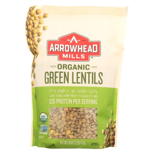Arrowhead Mills عدس أخضر عضوي 453 جرام Arrowhead Mills عدس أخضر عضوي 453 جرام