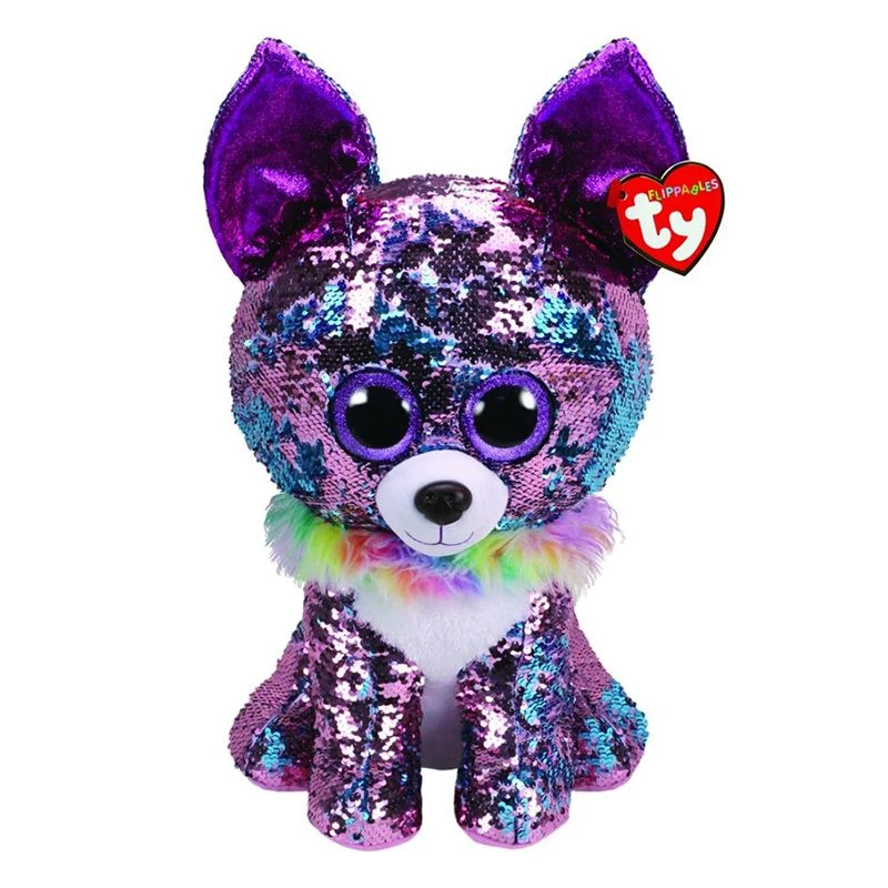 Ty Flippables Large Sequins Yappy The Chihuahua Soft Toy, 40 cm, Multi-Coloured - Ty