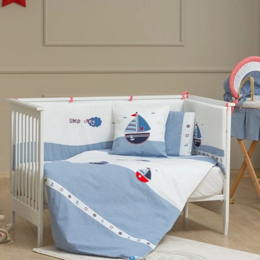 Funna Baby Bed Set 8pcs Marine, 70x140 cm, Blue Funna Baby Bed Set 8pcs Marine, 70x140 cm, Blue