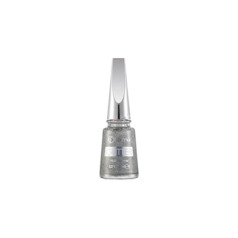 Flormar Glitter Nail Enamel Gl14 holographic Silver - فلورمار