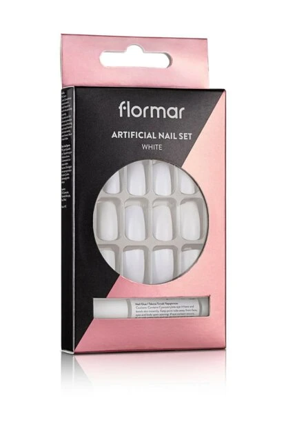 Flormar White Fake Nail Set - Artificial Nail Set White - فلورمار