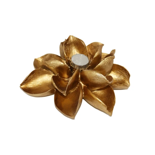 Candle Gold Holder, Large Size, Flower Shape Decoration Piece