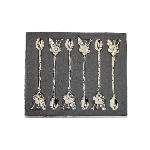 Set of Silver Spoons for Coffee or Tea, 6 pcs