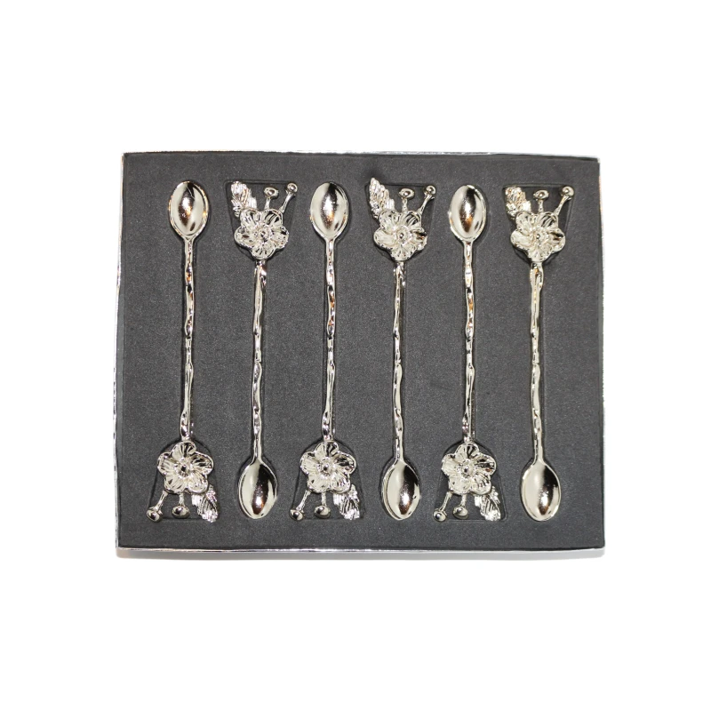 Set of Silver Spoons for Coffee or Tea, 6 pcs