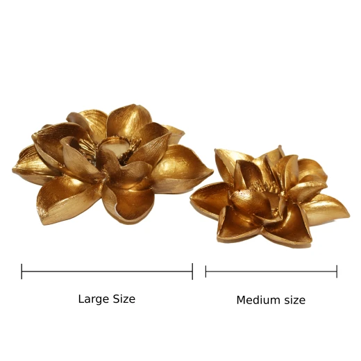 Candle Gold Holder, Large Size, Flower Shape Decoration Piece - Image 2