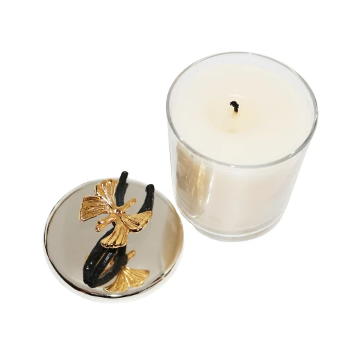 White Scented Candle with Silver Coated Cover - Large White Scented Candle with Silver Coated Cover - Large