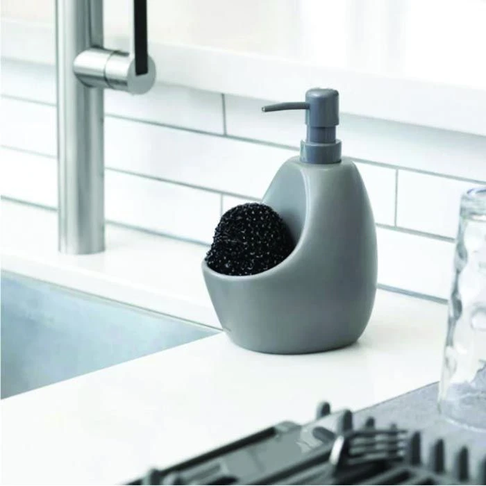 Umbra Joey Soap Dispenser With Sponge Caddy, Charcoal - أومبرا