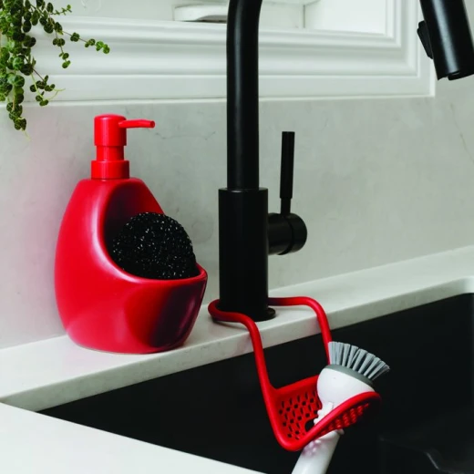 Umbra Joey Soap Dispenser With Sponge Caddy, Red