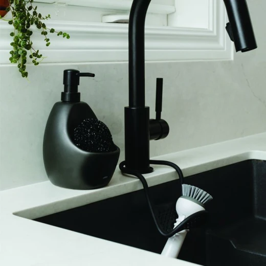 Umbra Joey Soap Dispenser With Sponge Caddy, Black Umbra Joey Soap Dispenser With Sponge Caddy, Black