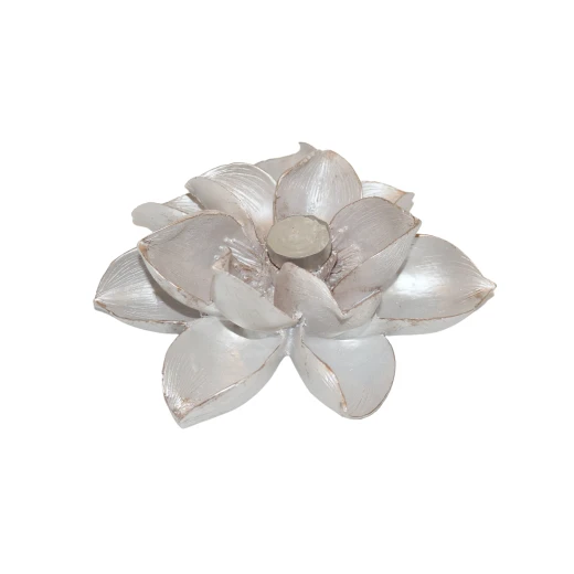 White Candle Holder in Flower Shape - Large