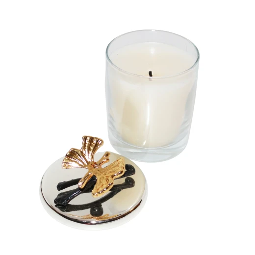 White Scented Candle with Silver Coated Cover, Small