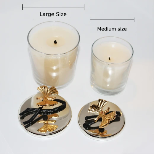 White Scented Candle with Silver Coated Cover, Small - Image 2
