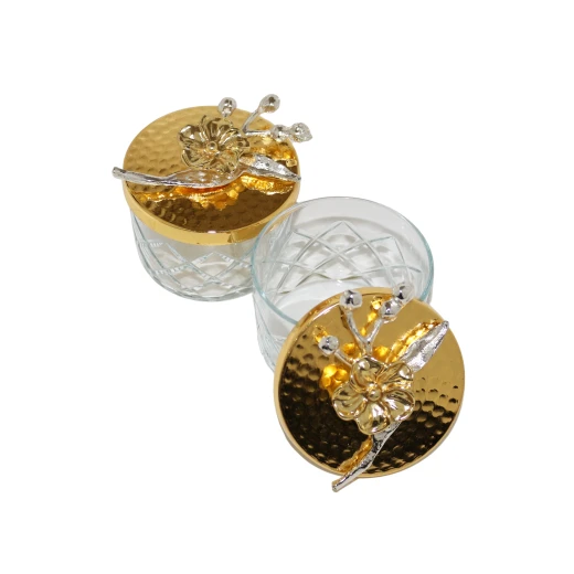 Set of Small Tray with 2 Gold Containers - Image 3