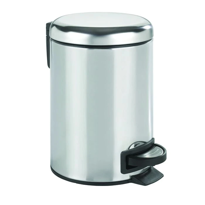 Wenko Leman Pedal Bin, 3 Liters, Stainless Steel, Silver - Wenko