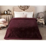 Madame Coco - Jardin Fleuri Emboss Mink Blanket , Burgundy - مدام كوكو