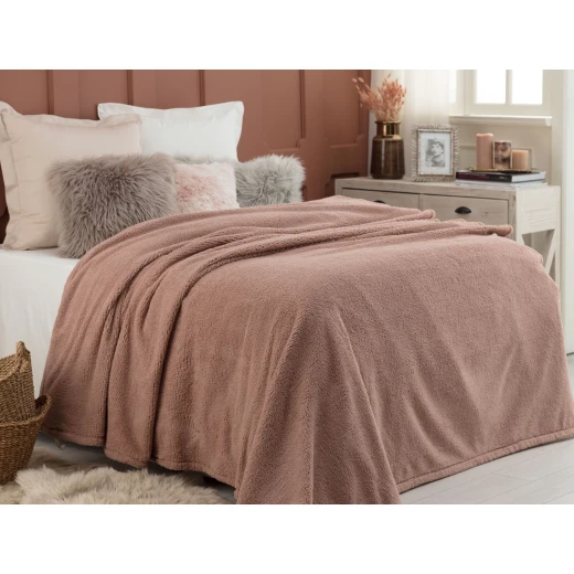 Madame Coco - Estee Sherpa Plain Blanket - Double, Dusty Rose Madame Coco - Estee Sherpa Plain Blanket - Double, Dusty Rose