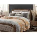 Madame Coco - Antibes Printed Wellsoft Blanket - Double Grey/Orange - مدام كوكو