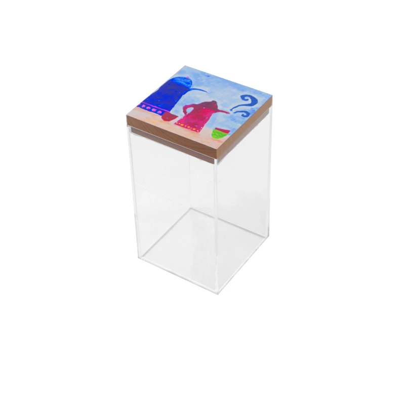 KHCF Plexi Box With a Wooden Top Cover Designed with Kid's Drawings or Positive Words - مؤسسة الحسين للسرطان