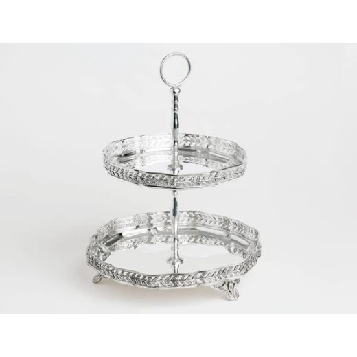 Madame Coco - Silver Plated Round 2-plate Stand - مدام كوكو - Image 3