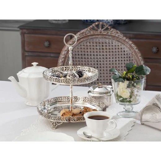 Madame Coco - Silver Plated Round 2-plate Stand - مدام كوكو - Image 2