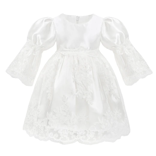 Little Princess 4 pieces Long Sleeves Dress Set for 3-6 months Girl, White - Image 4