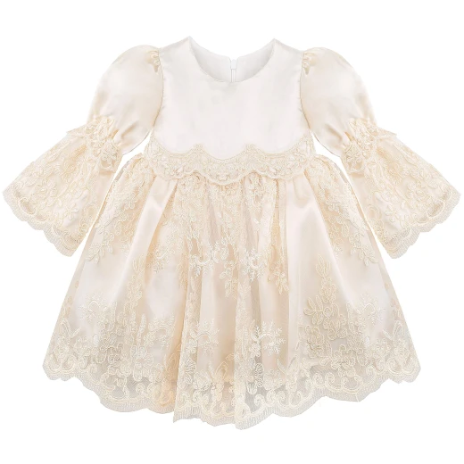 Little Princess 4 pieces Dress Set for 3-6 months Girl, Beige - Image 5