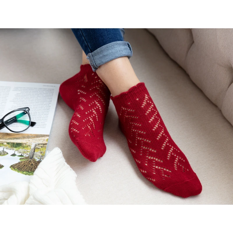Madame Coco - Net Women's Sock, Bordeaux - مدام كوكو