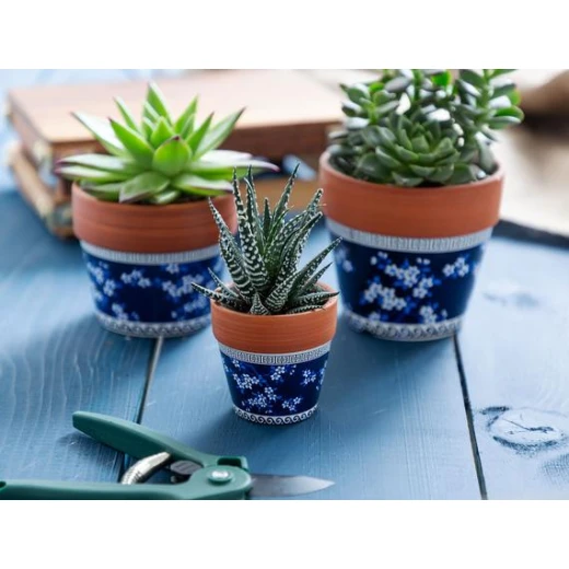 Madame Coco - Francine Ceramic Flower Pot - Blue / White