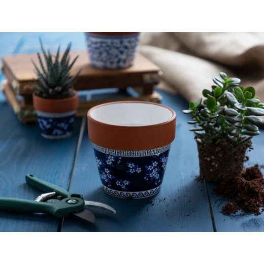 Madame Coco - Francine Ceramic Flower Pot - Blue / White - مدام كوكو - Image 3