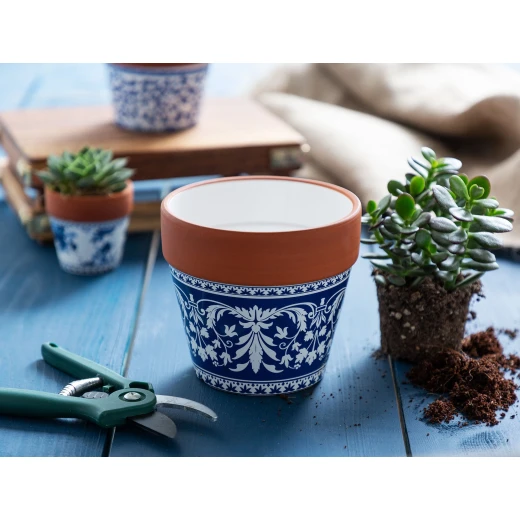 Madame Coco - Roselin Ceramic Flower Pot - Blue / White Madame Coco - Roselin Ceramic Flower Pot - Blue / White