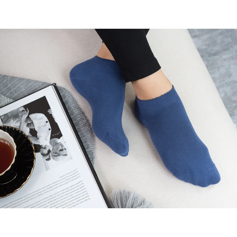 Madame Coco - Leaf Ankle Socks, Indigo - مدام كوكو
