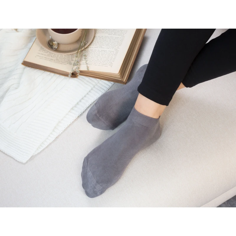 Madame Coco - Leaf Ankle Socks,  Anthracite - مدام كوكو