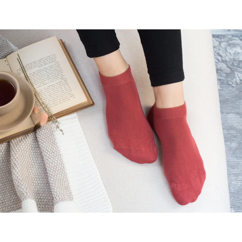 Madame Coco - Leaf Ankle Socks, Cherry - مدام كوكو