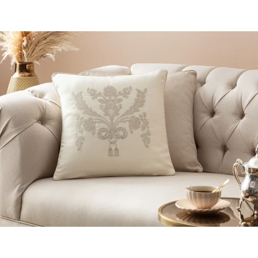 Madame Coco - Alix Embroidered Pillow Case, Beige Madame Coco - Alix Embroidered Pillow Case, Beige