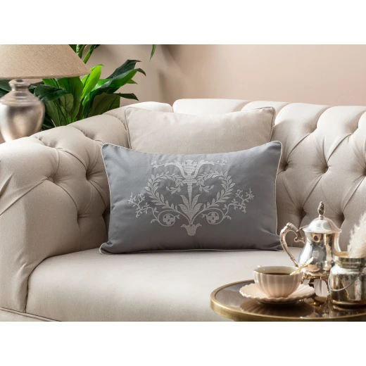 Madam Coco - Celie Embroidered Pillow Case, Gray Madam Coco - Celie Embroidered Pillow Case, Gray