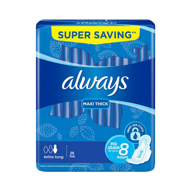 Always Maxi Thick Extra Long 26 Pads - أولويز