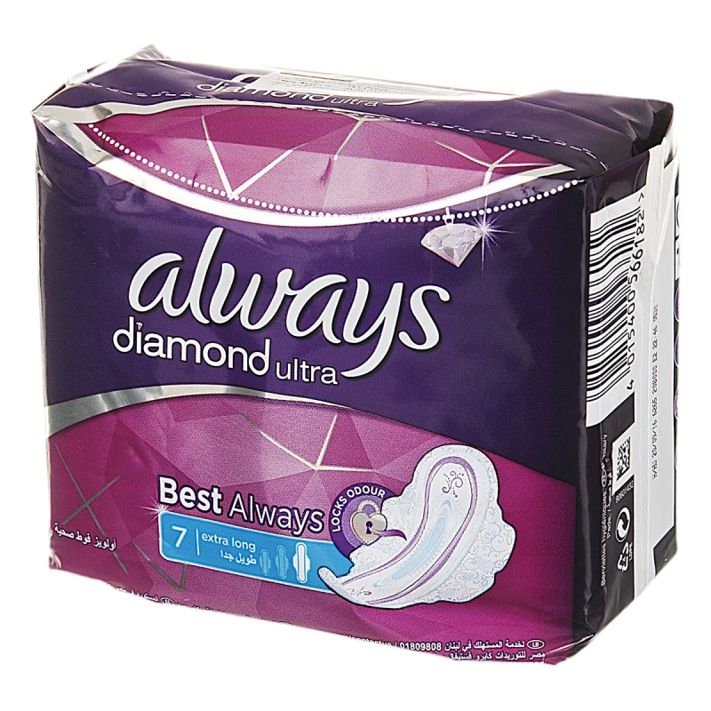 Always Diamond Ultra Best Always Extra Long, 7 Pads - أولويز