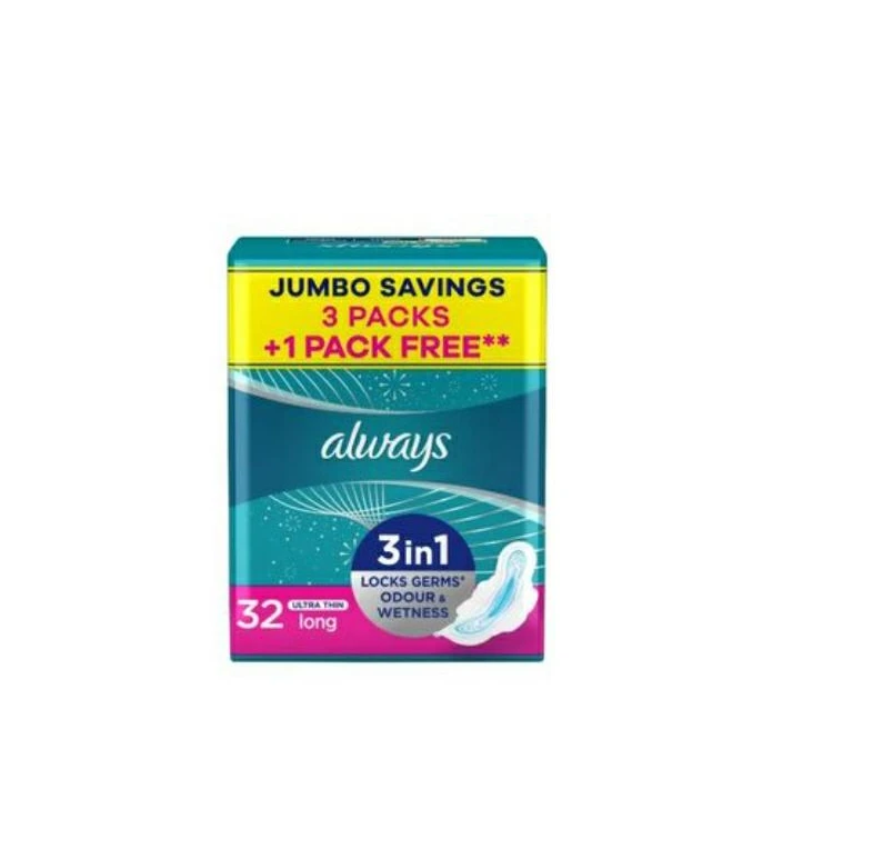 Always Ultra Long Quatro 32 pads - أولويز